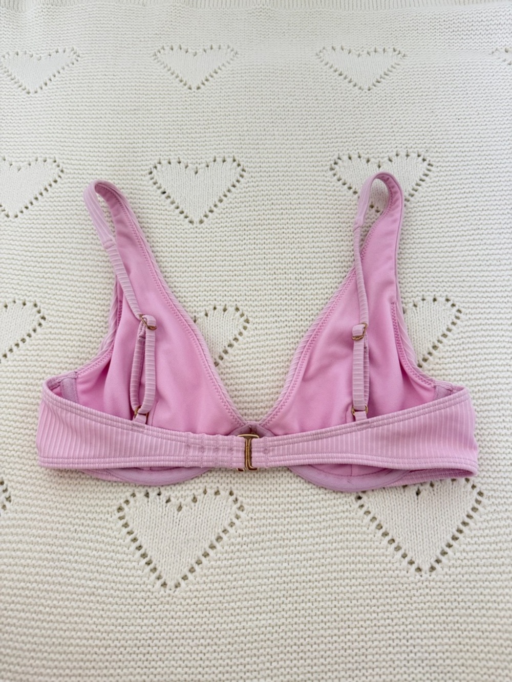 Hollister High Apex Ribbed Underwire Bikini Top Light Pink XS - Picture 2 of 2